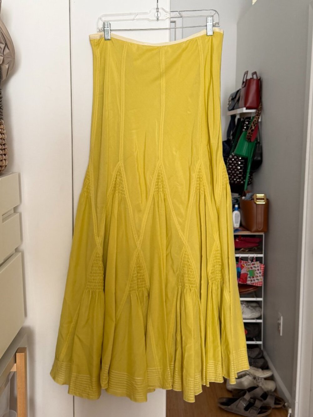 Margaret O'Leary Yellow Smock Maxi Silk Cotton Skirt Size Large